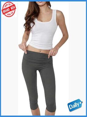 Foldover Capri Athleisure Leggings Yoga Pants Lounge Everyday High Rise